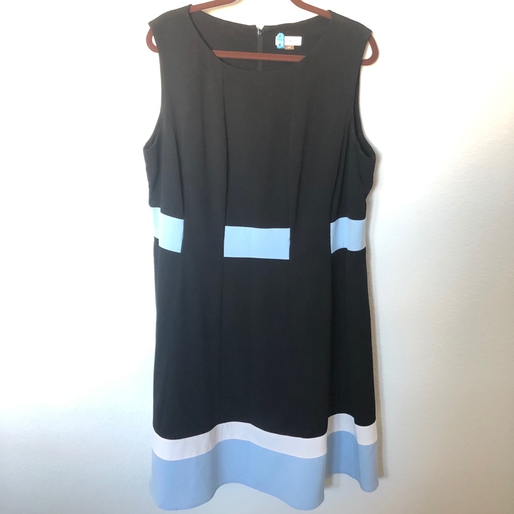 Calvin Klein 18W Black Blue White Spring Dress